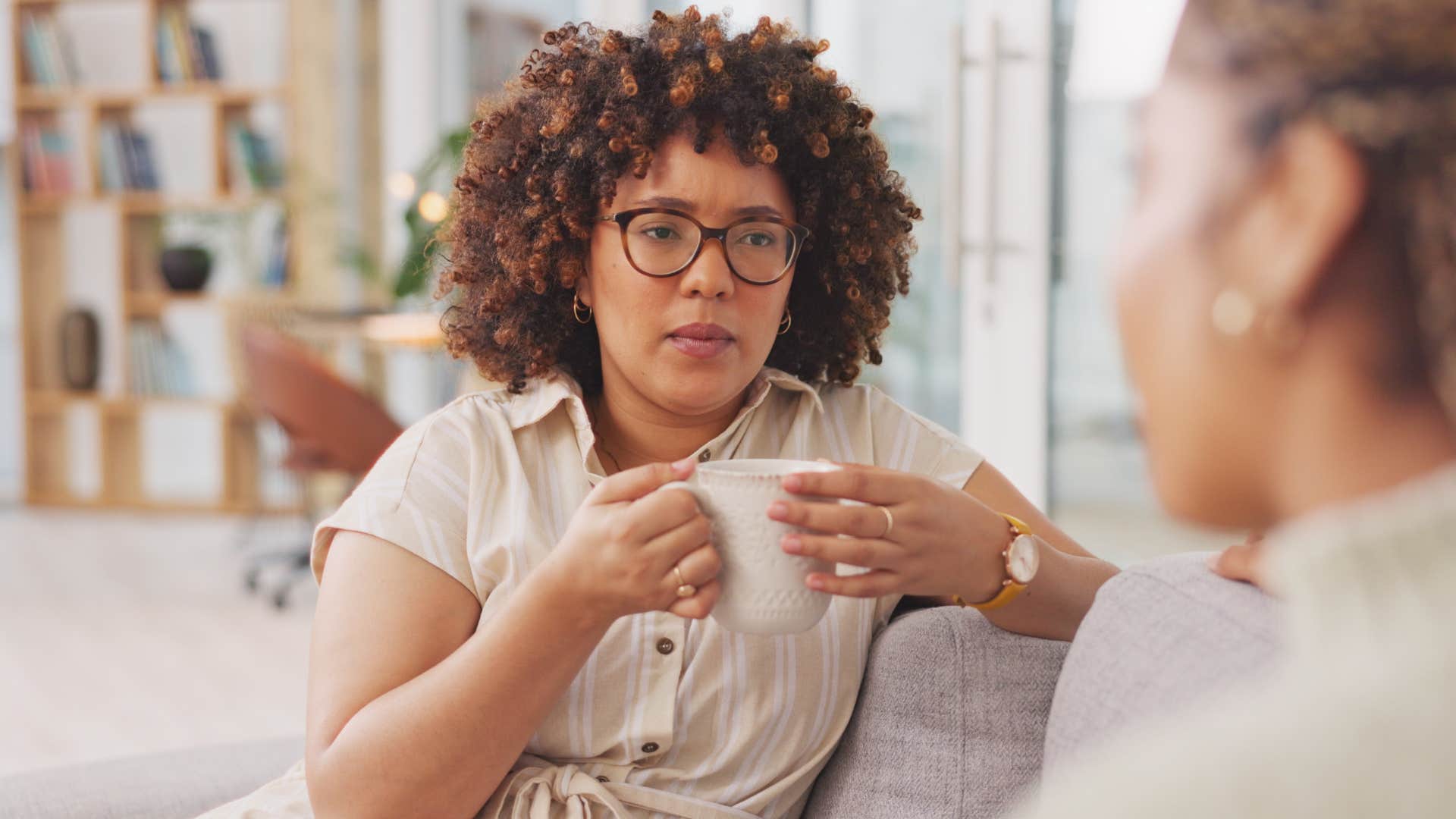 woman saying help me understand how you got there to her friend