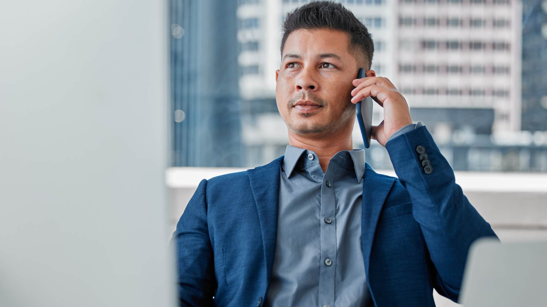 professional man saying I'm not the right person for this conversation on the phone