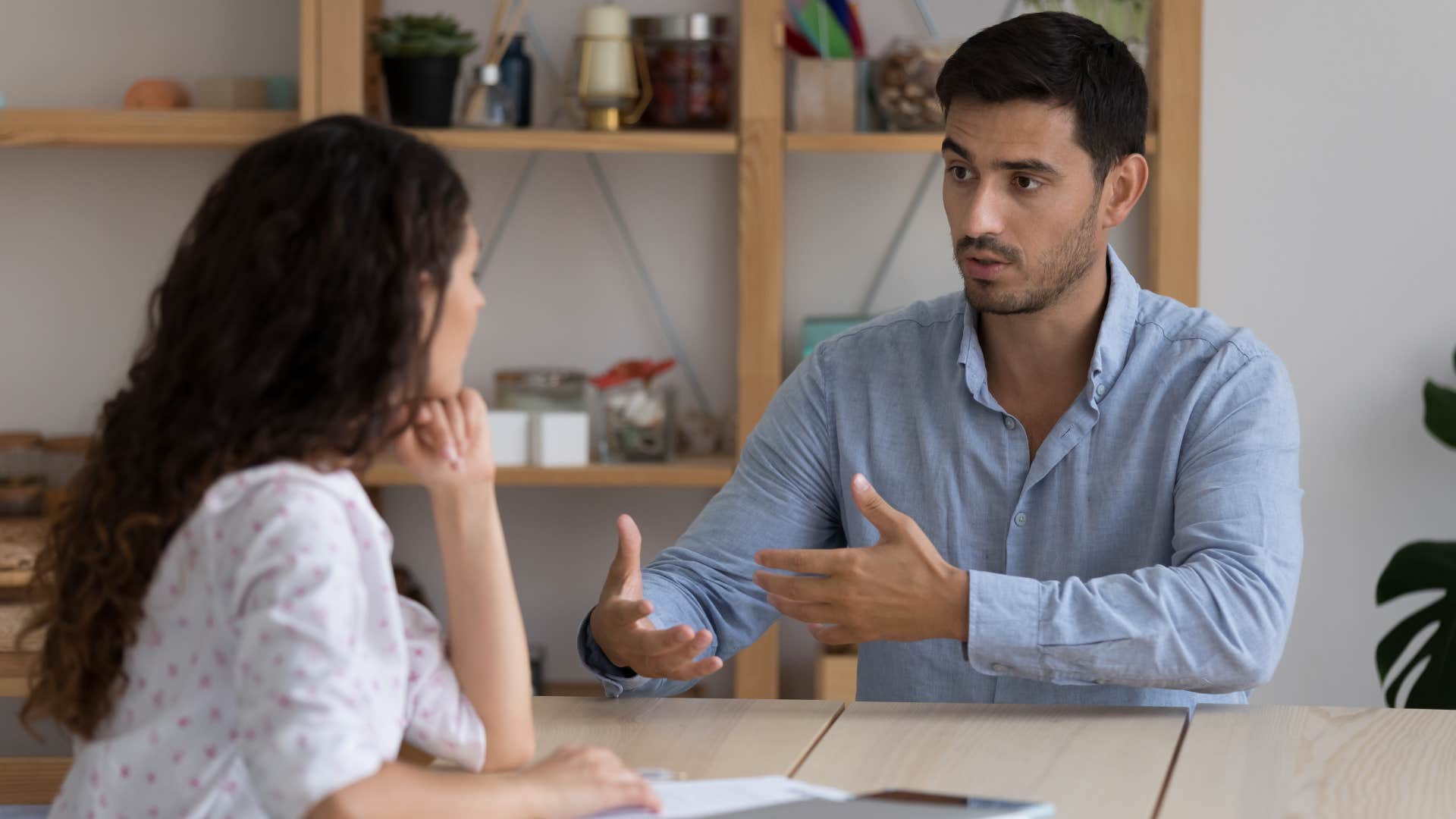 a man tells a woman that he does not over think things like she does