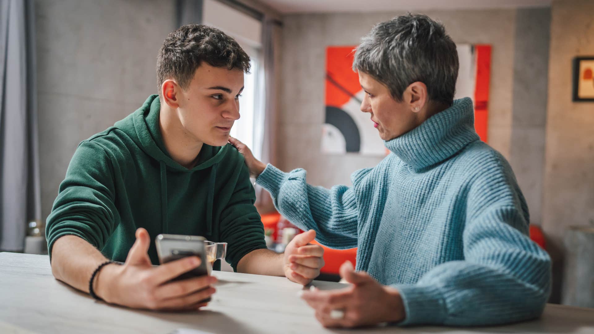 a teenage boy tells his mom that he does not understand certain things