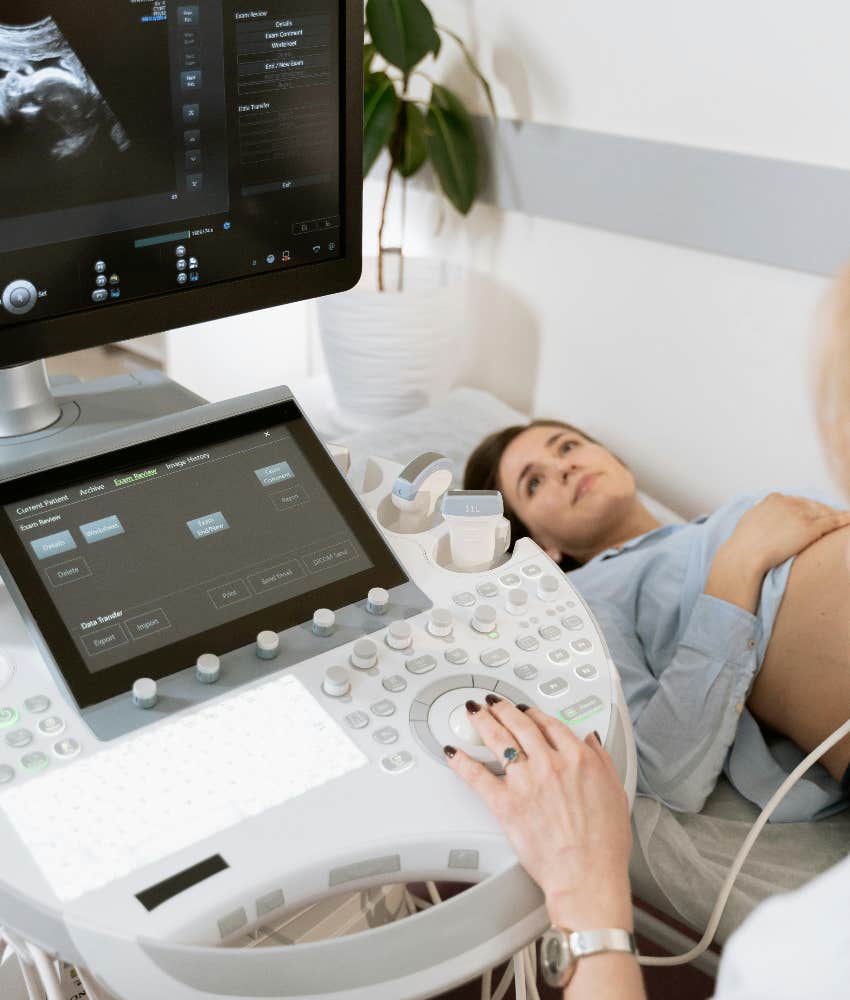 pregnant woman at ultrasound appointment