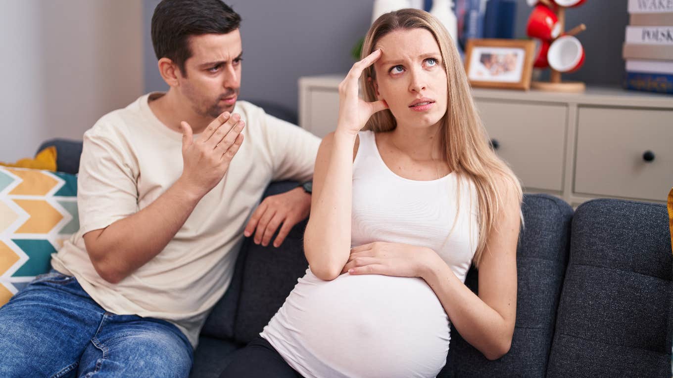 Pregnant Wife Guilts Husband For Missing Ultrasound For Grandpa's Funeral pregnant wife arguing with her husband