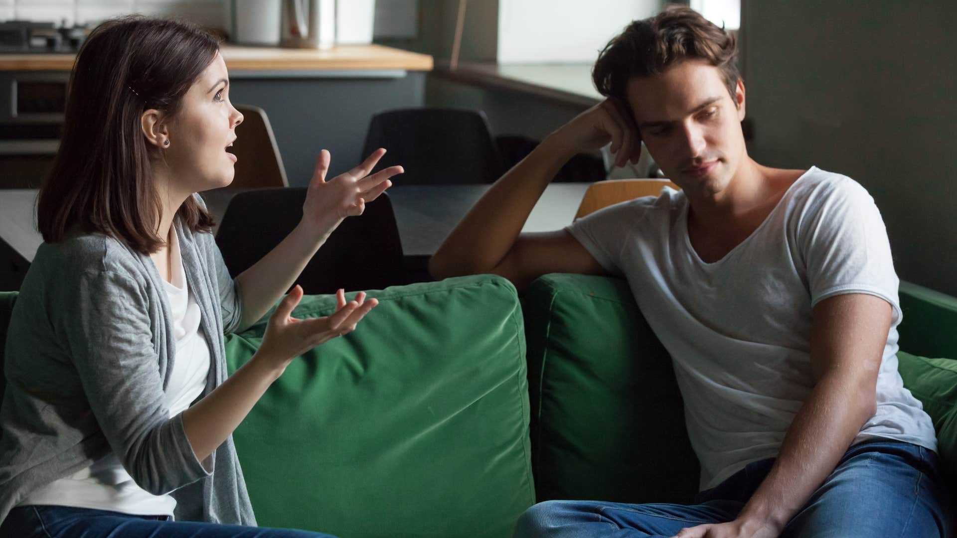 a wife tells her husband that she does not want to fight about their relationship breakdown