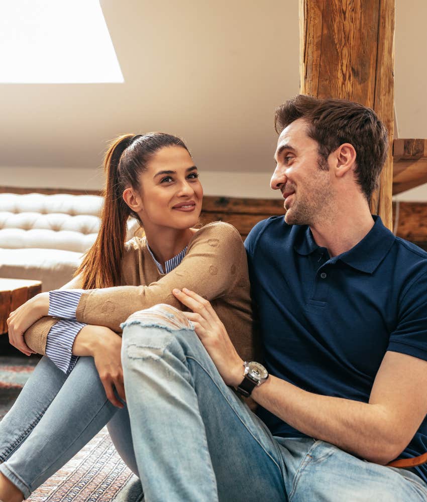 Couple stay crazy about each other brainstorming love