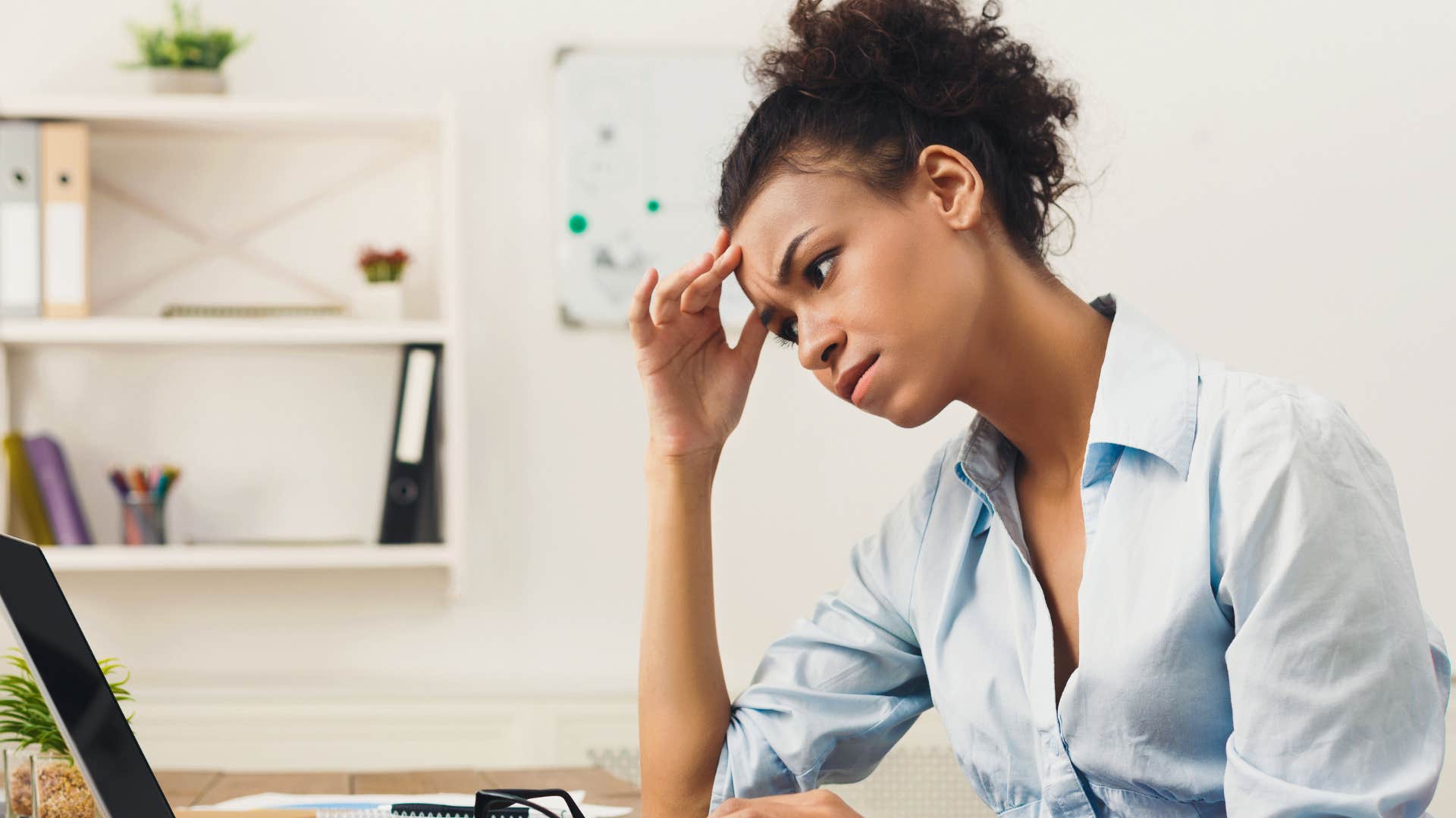Woman pressured to feel guilty for resting at work.