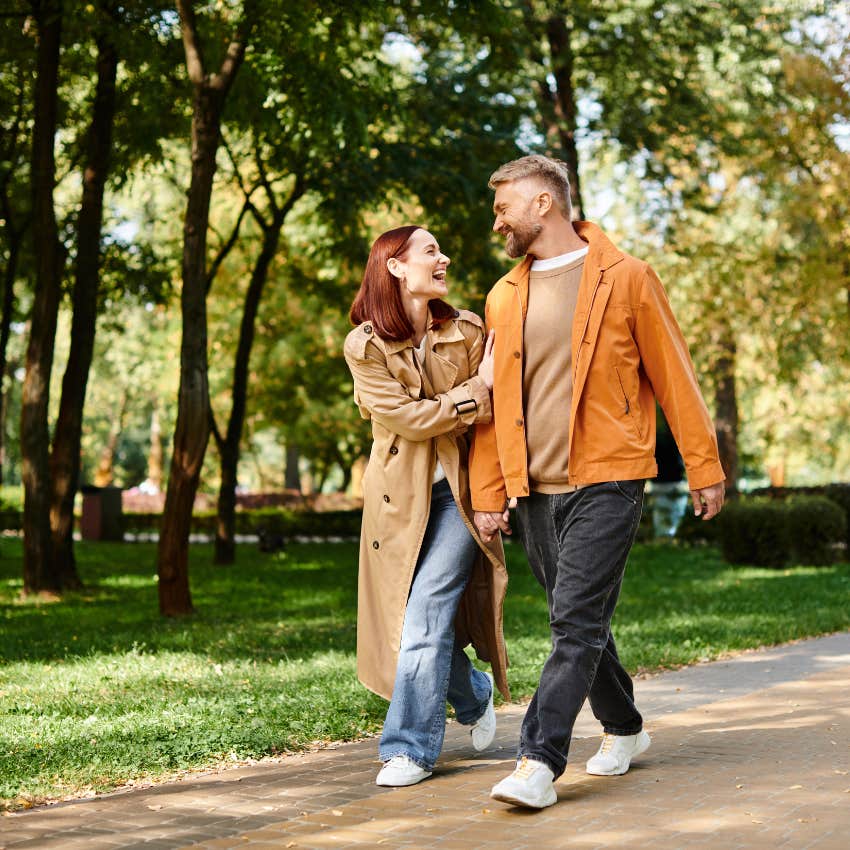 man walking with women