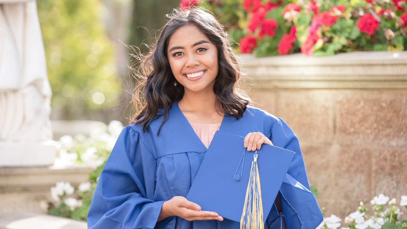 homeschooled student walking in public school graduation ceremony
