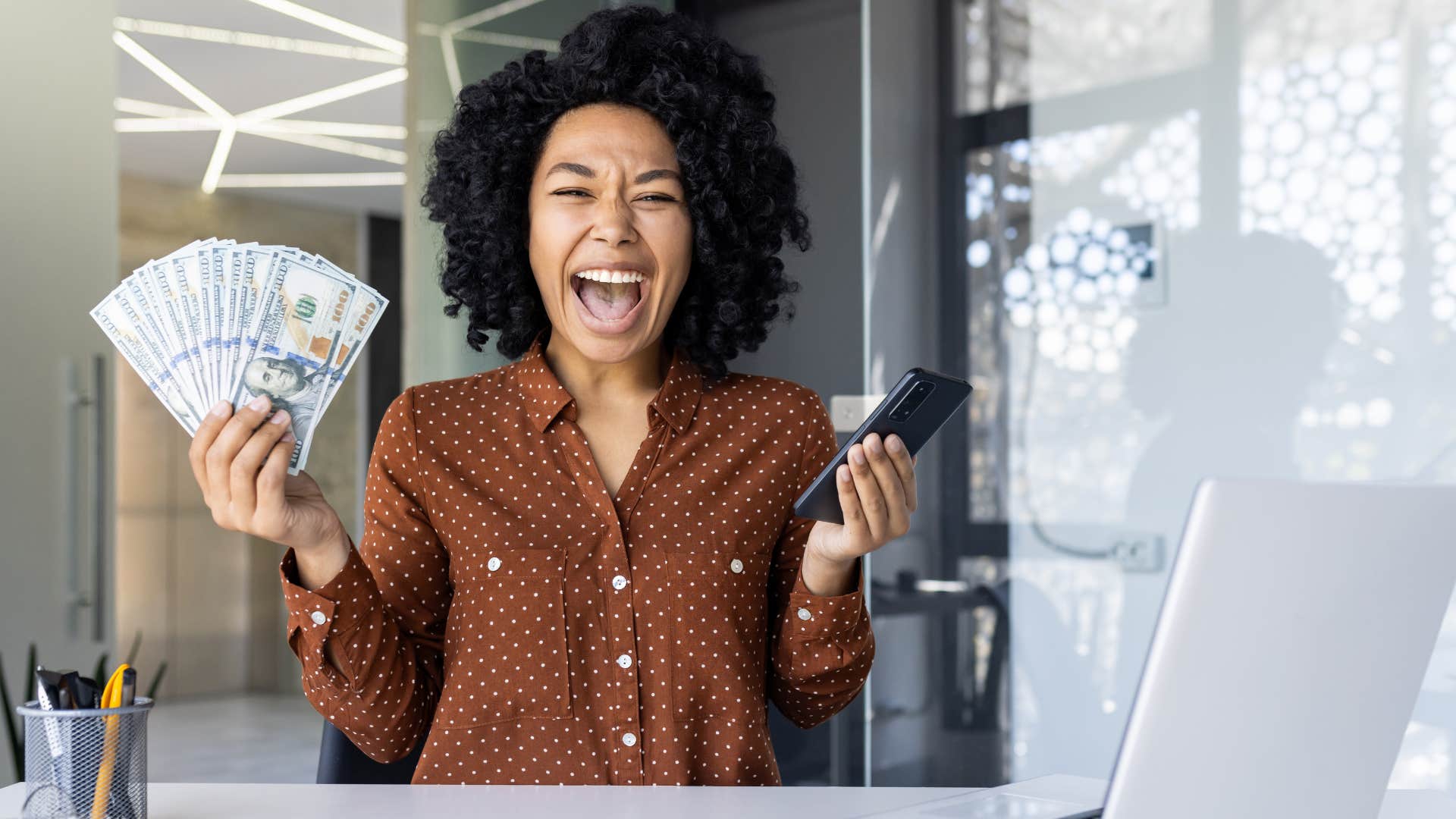 a woman has had some financial wins in the lottery and other side hustles