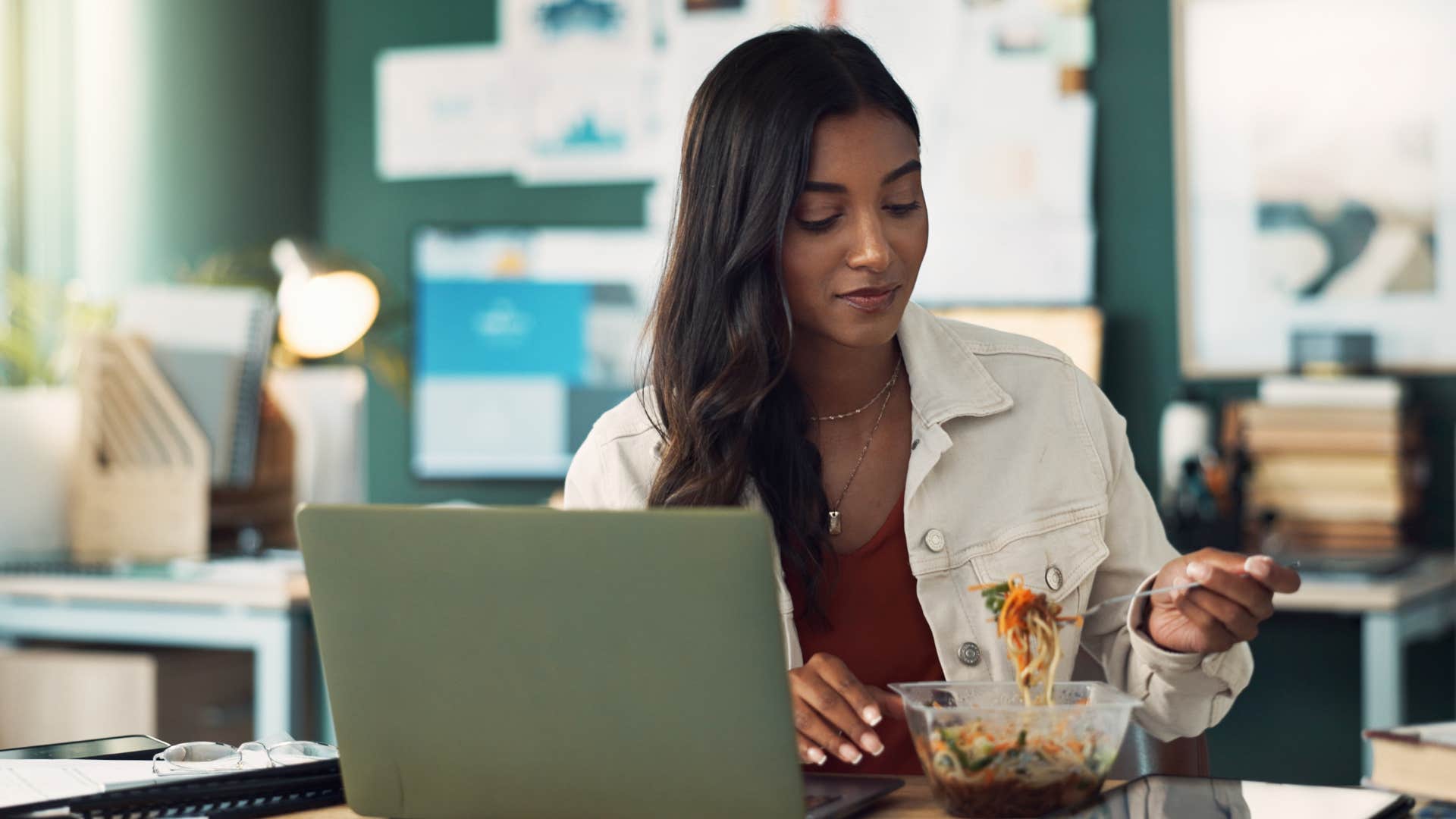 woman finishes food as small habit
