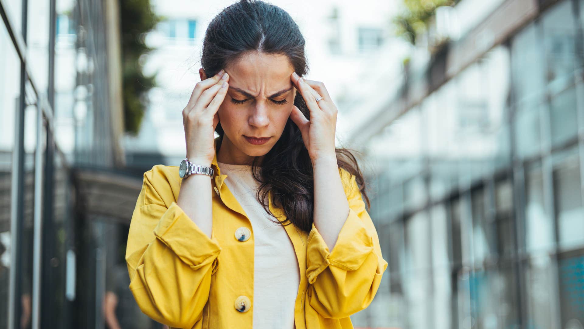 woman stressed from being in large crowds