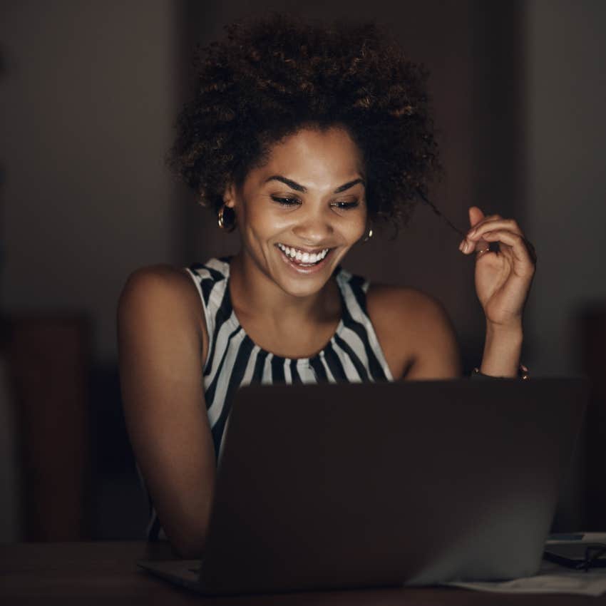 woman with sneaky social media habit