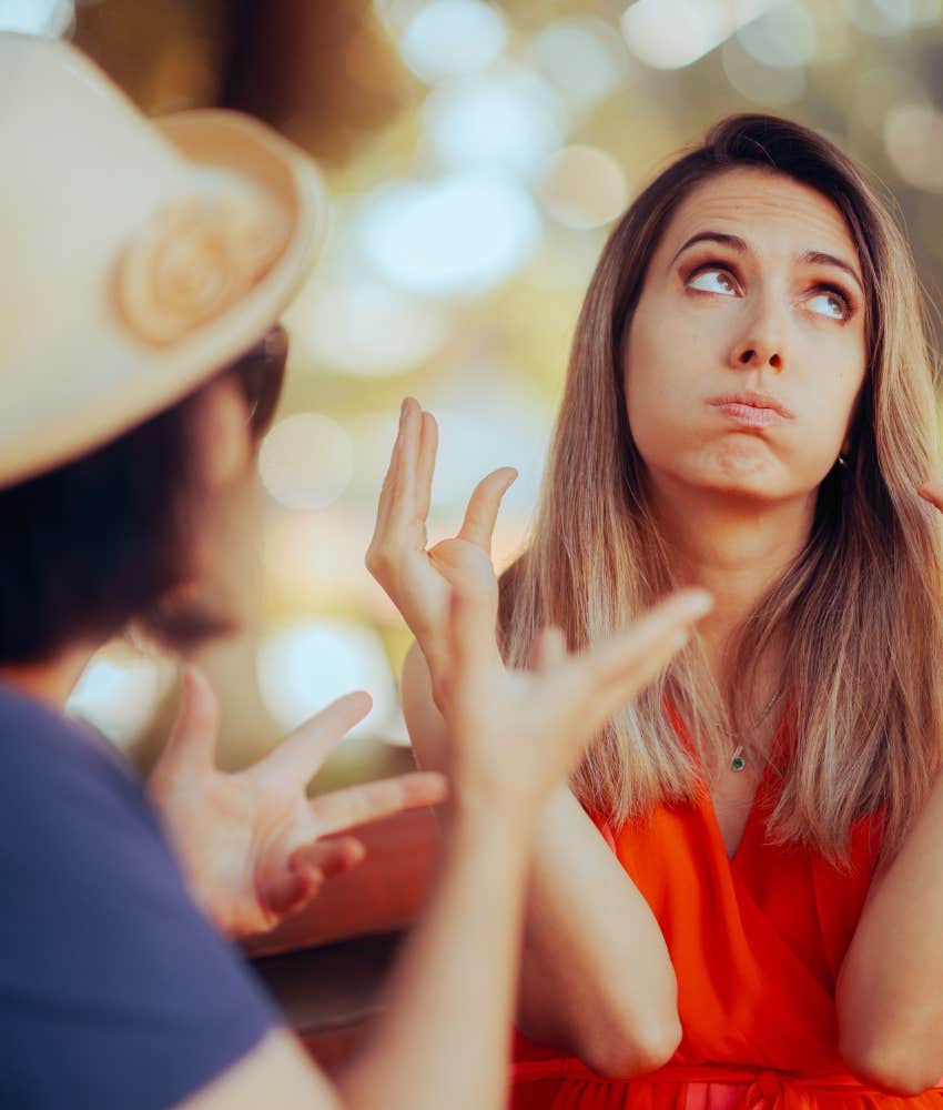 Dramatic woman doesn't trust herself