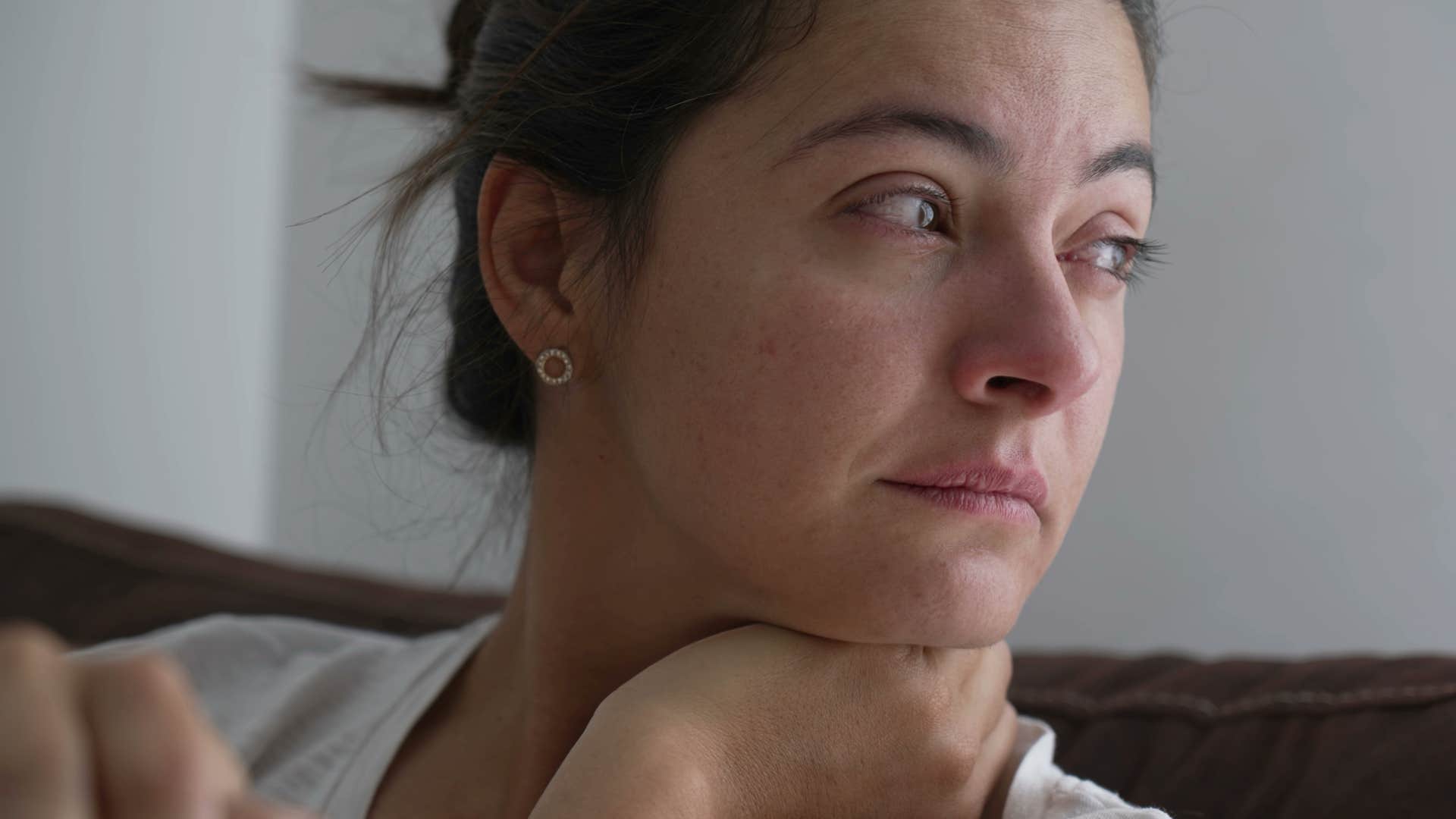 emotionally exhausted woman tired from crying so much