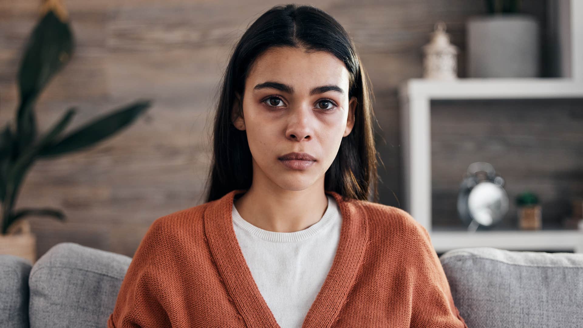 depressed woman looking exhausted