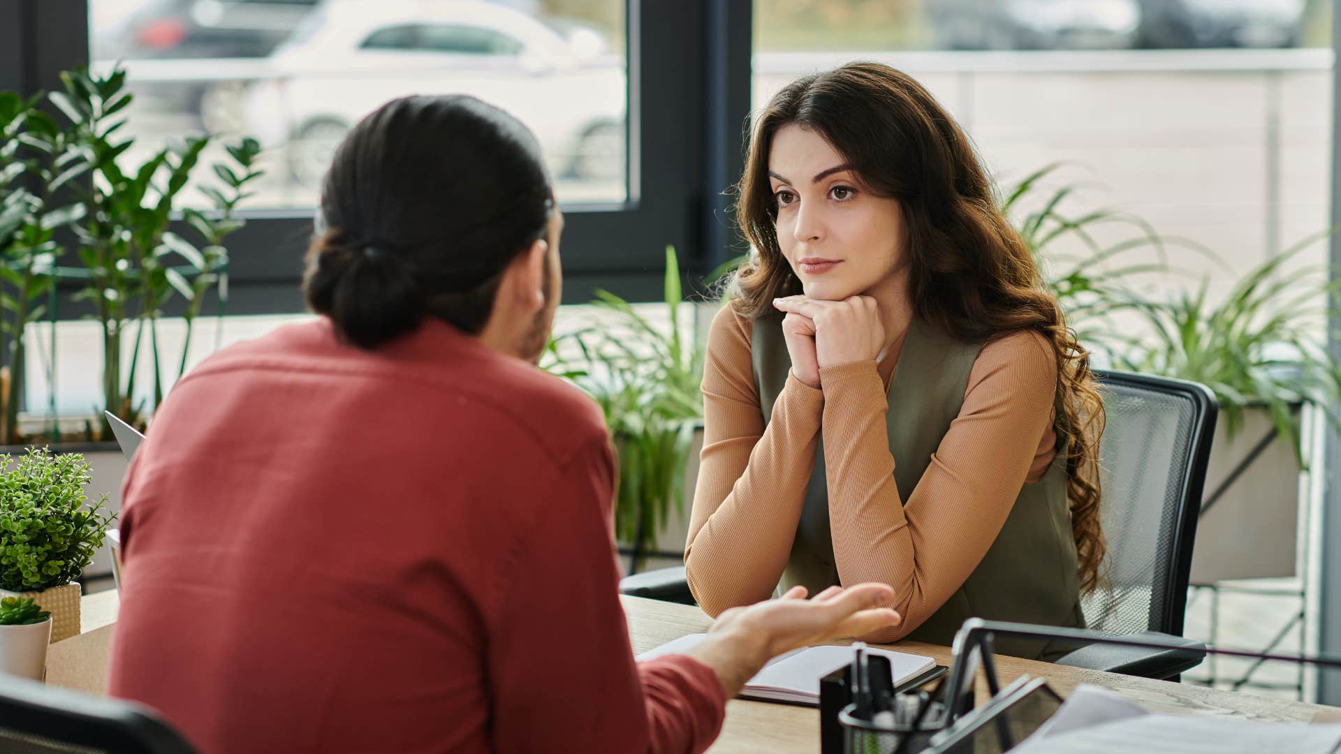 woman challenging co-worker who wont stop talking