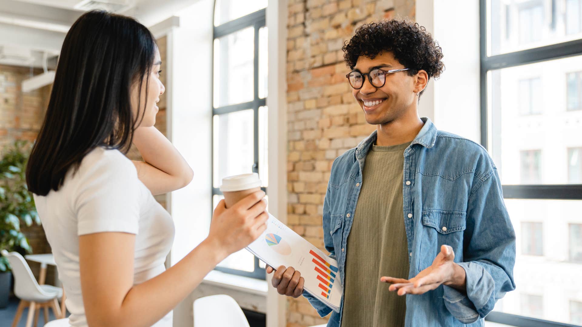 young man trying to use humor to get out of a boring conversation