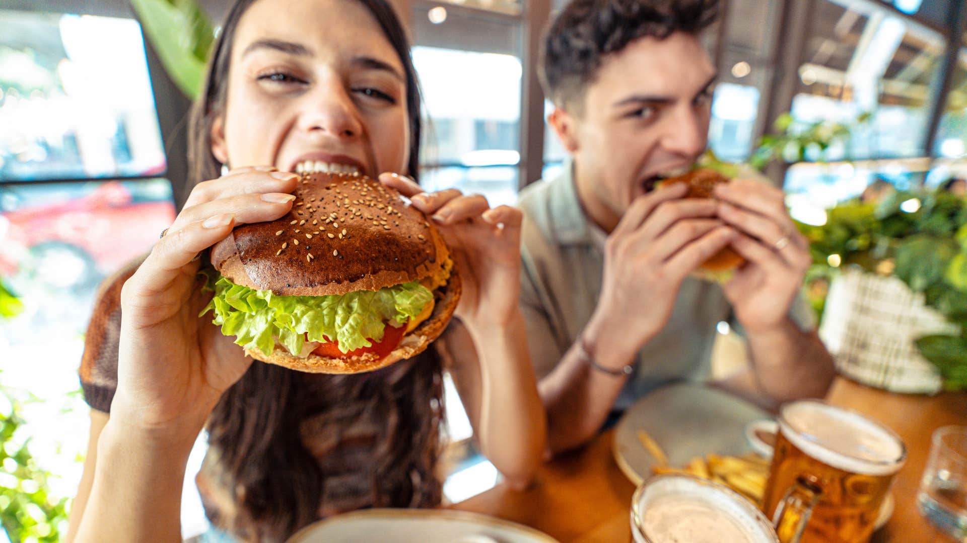 woman picking fast food place as bad table manners
