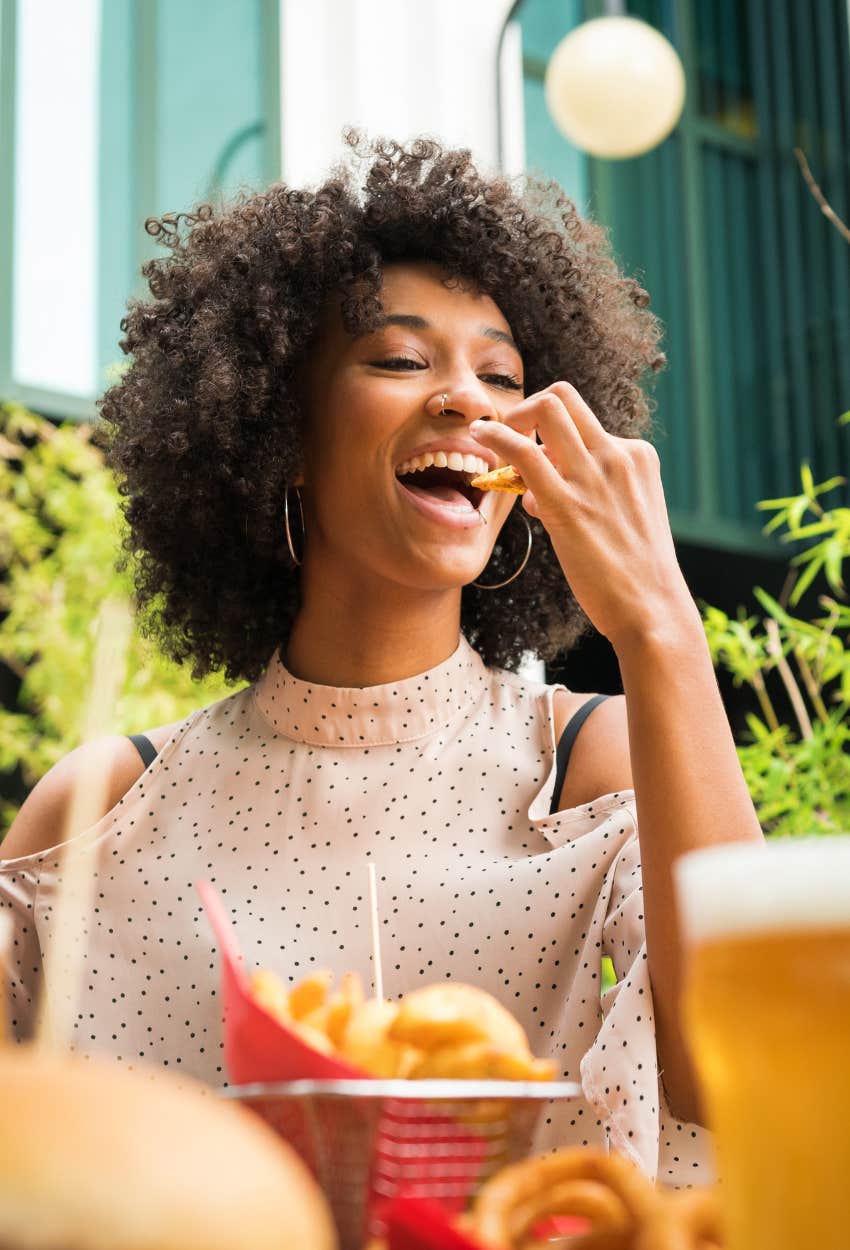 woman using the HALT technique to determine she's hungry and not spiraling