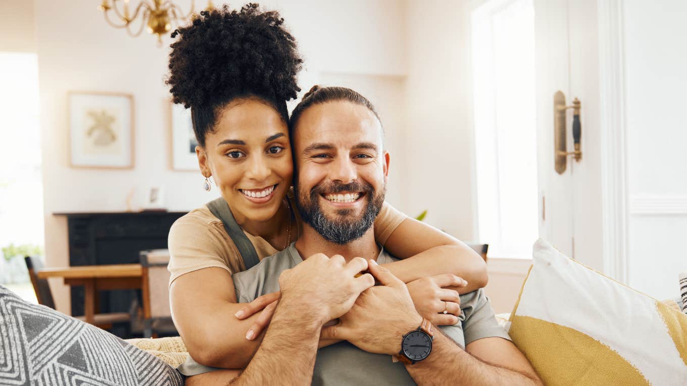 Things Couples In Peaceful Relationships Experience Every Day Without Realizing How Rare It Is happy peaceful couple smiling holding each other