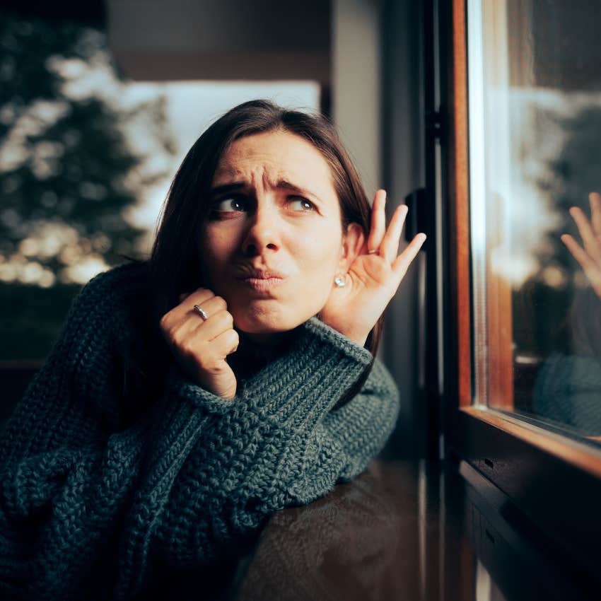 deeply jealous woman snooping