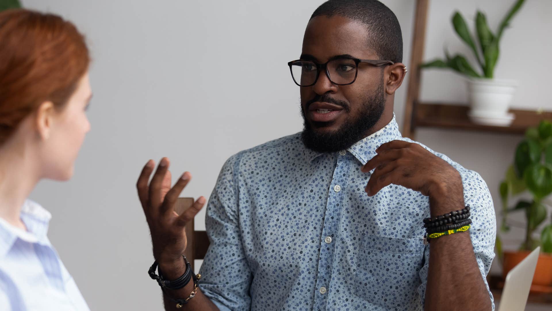 man telling colleague it's not a big deal