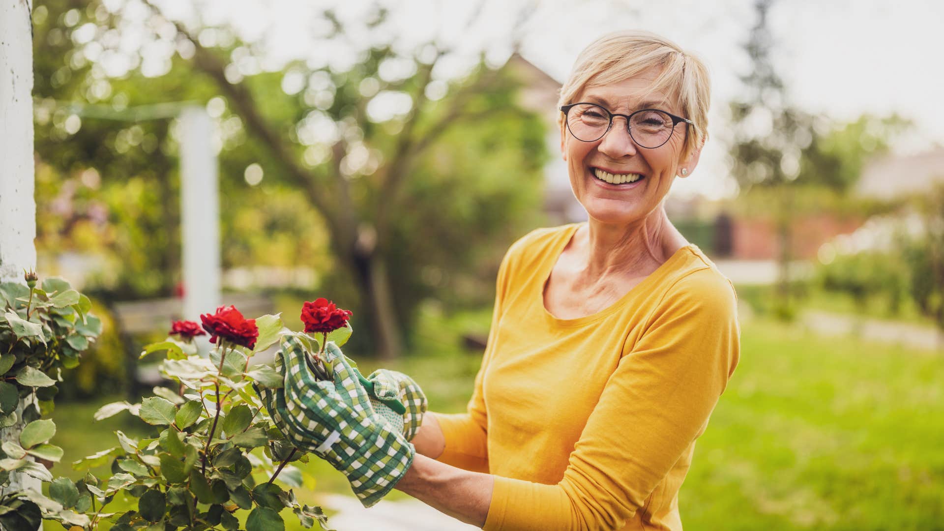 a boomer woman gardens and grows her own food