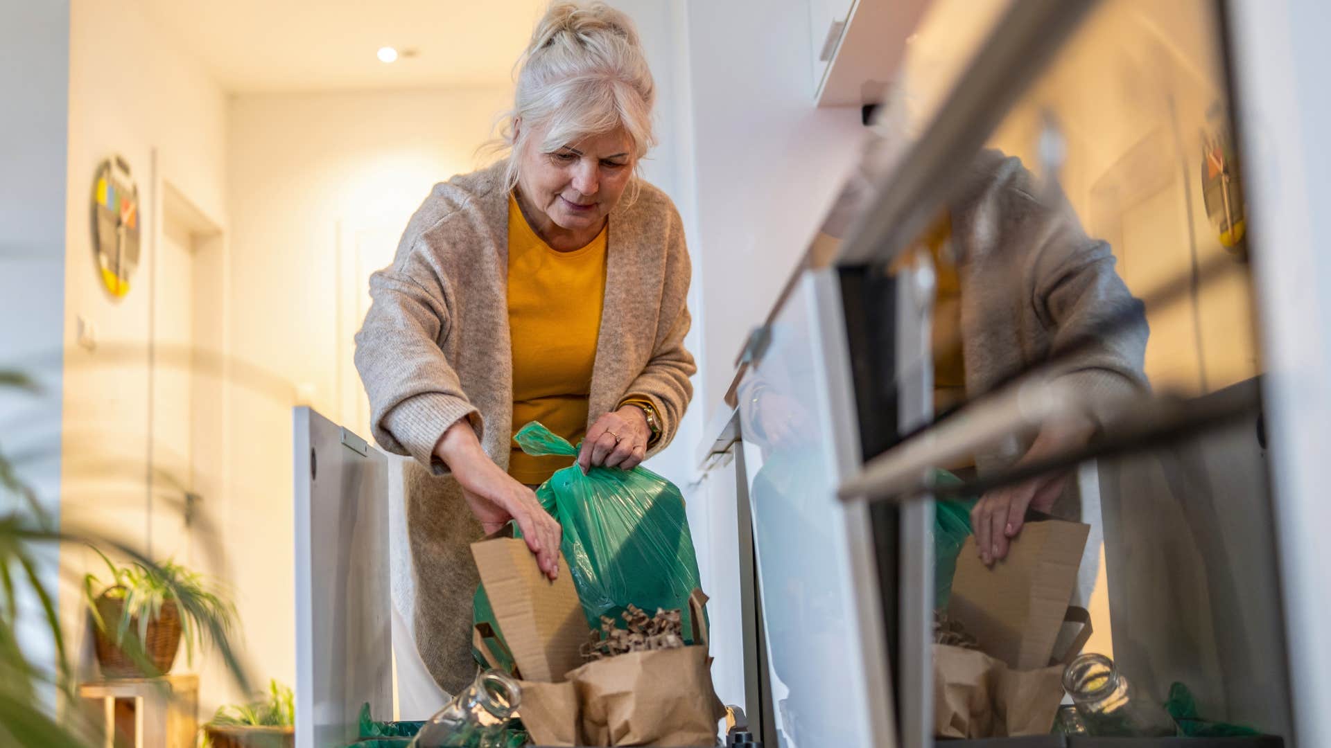 a boomer woman reuses and recycles everything in her home