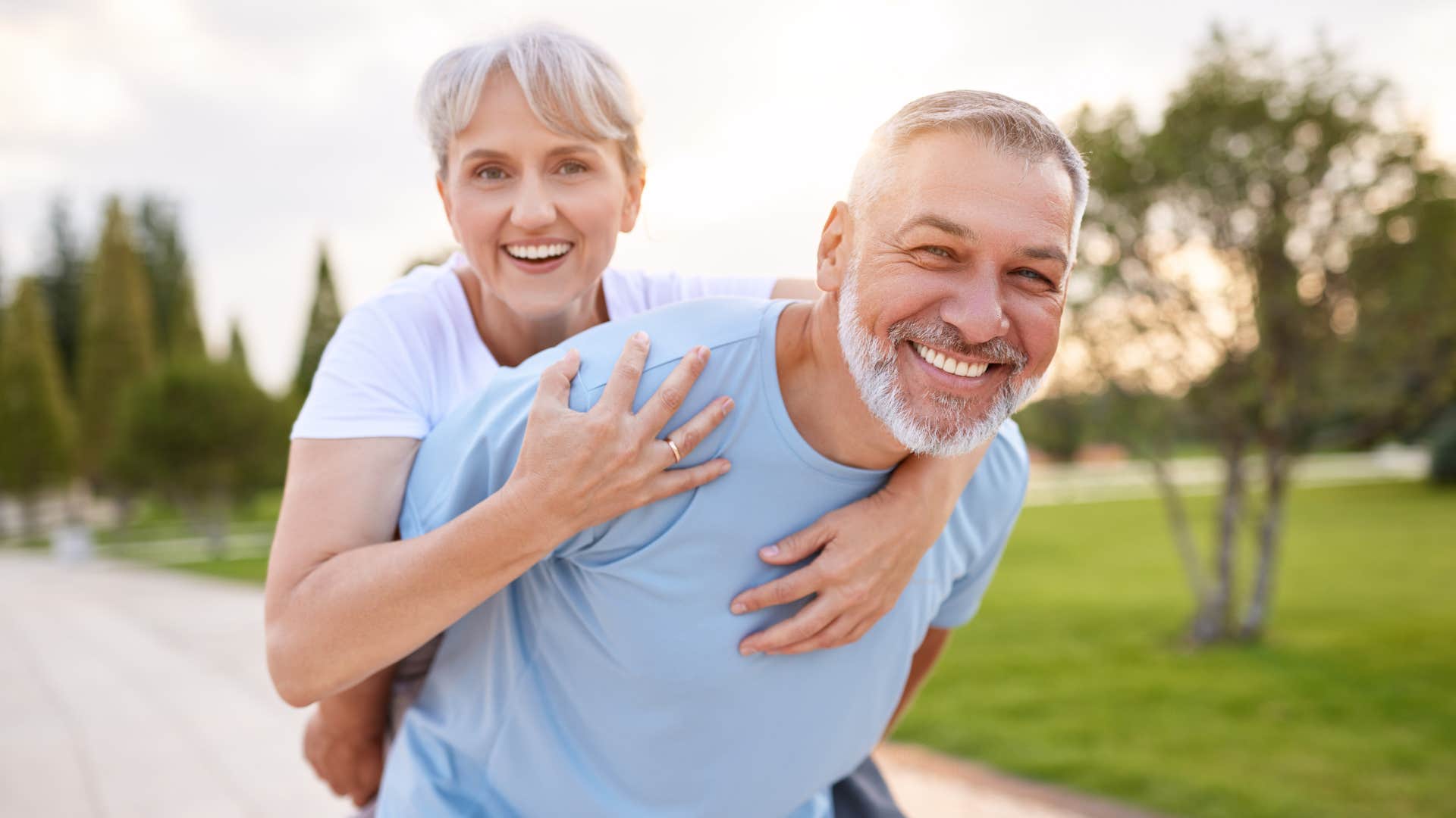 a boomer couple go to the public park