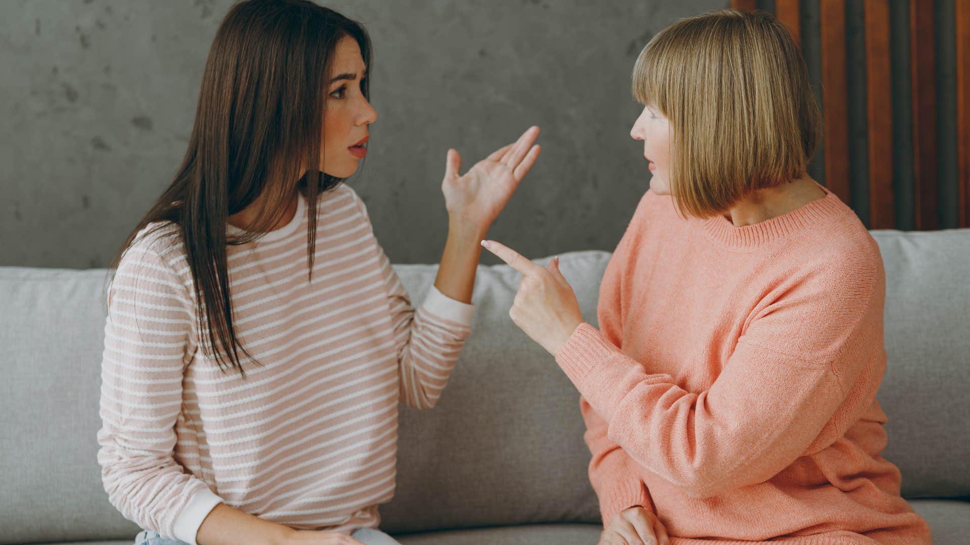woman saying that no is a complete sentence talking to her mom