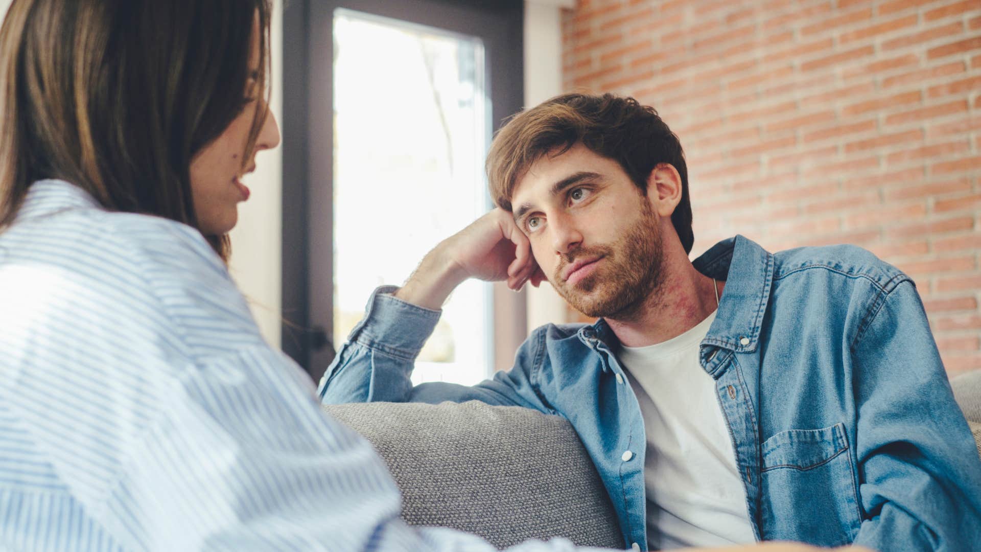 happy couple asking each other how they can make the other happy today before 9 AM