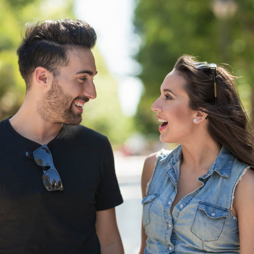woman falling in love with man who is faking having the same interests
