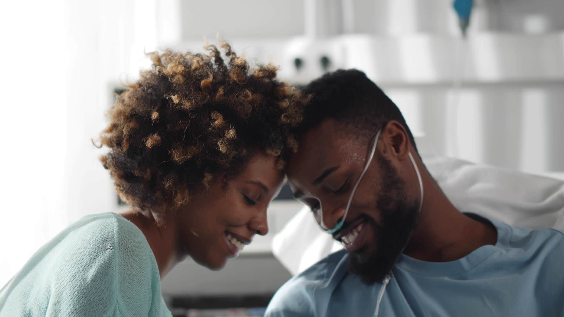 woman not leaving mans side as she will eventually marry him