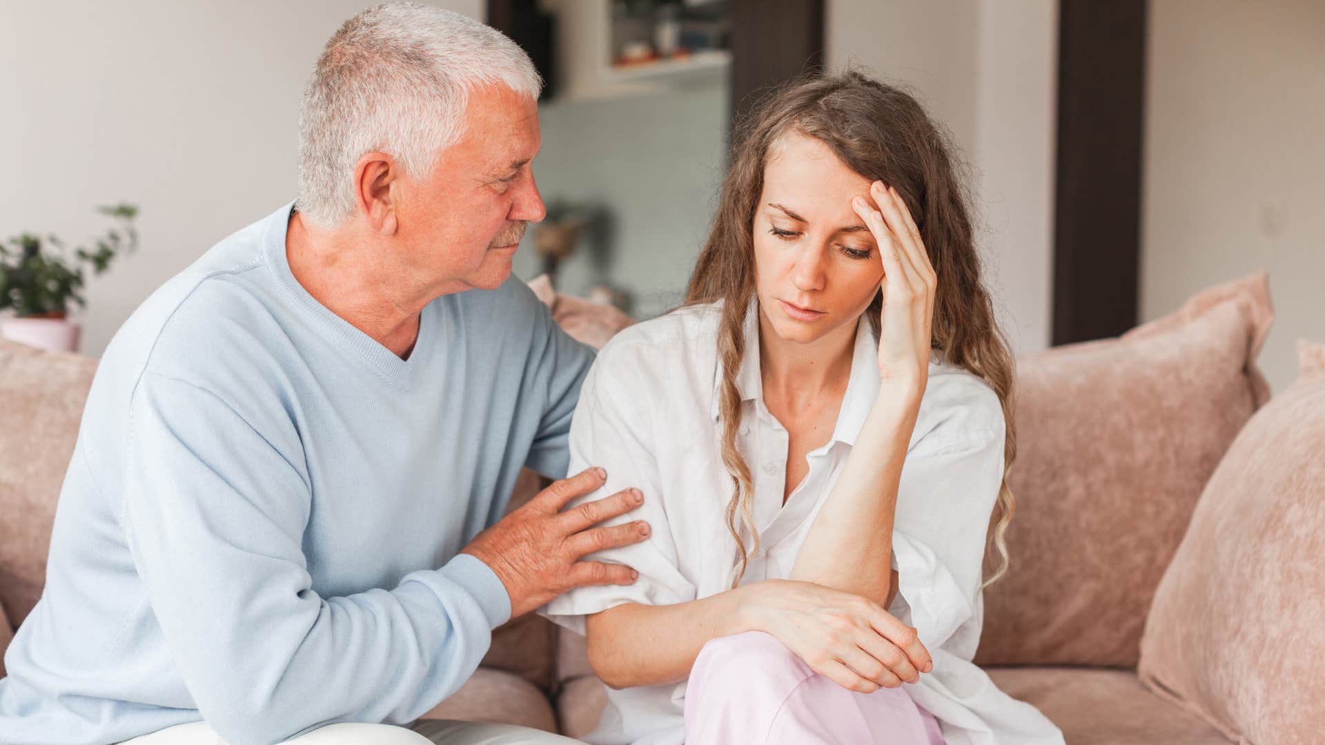 Man saying "you're living in a dream world" to his adult daughter.