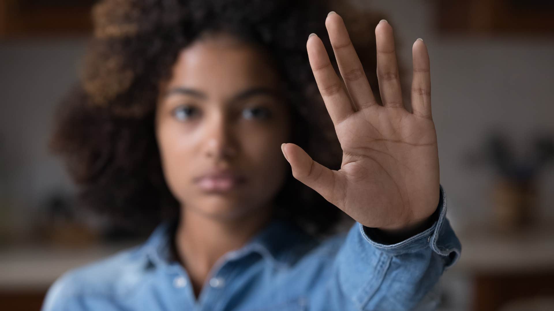 woman with high self-esteem saying no