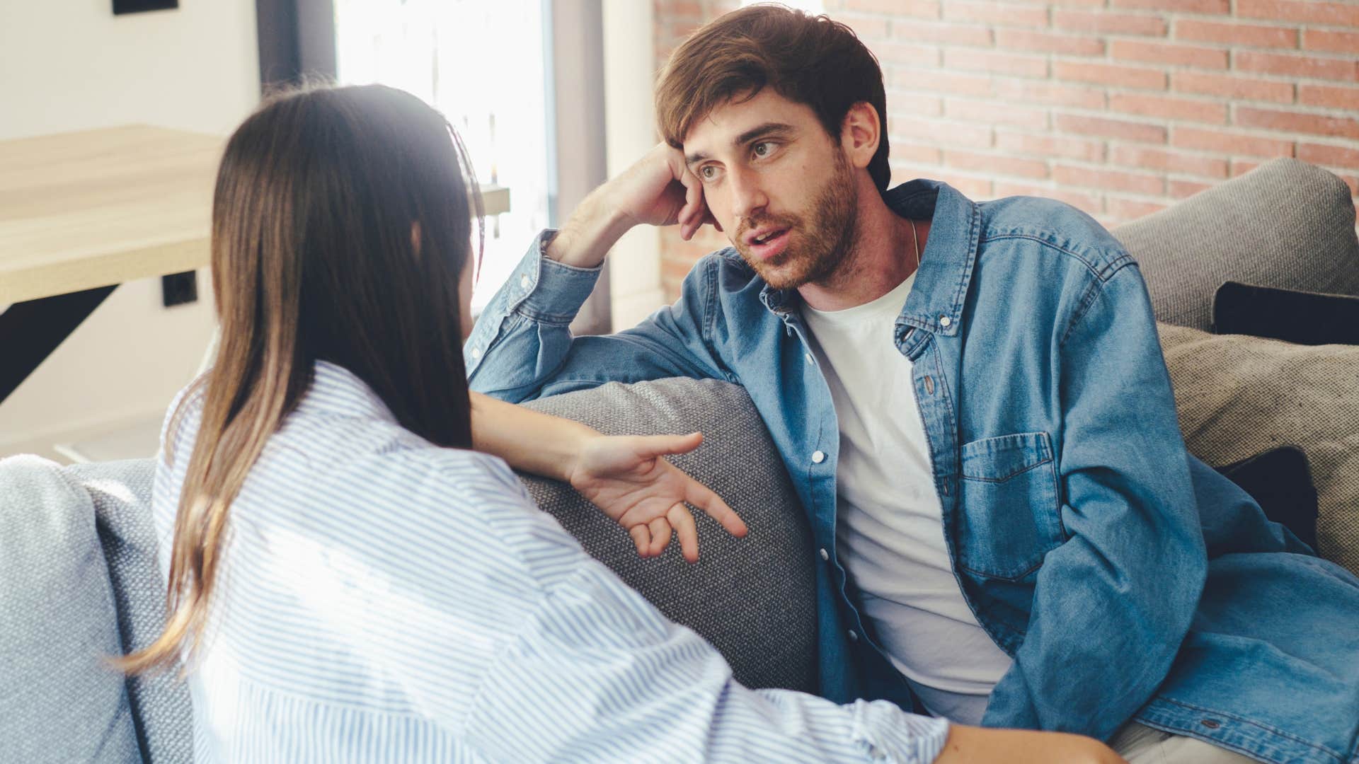 Man who expects mutual effort talking to his partner.