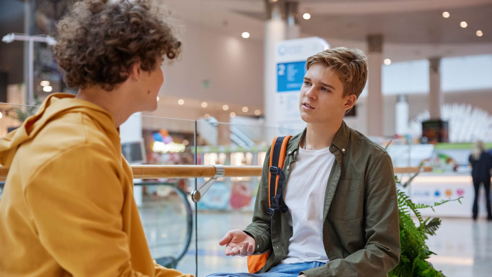a teenage boy manages his conflict with a friend nicely and calmly