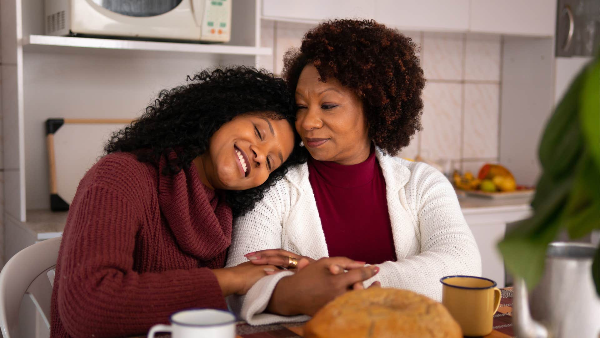 a young woman still stays in contact with her mother