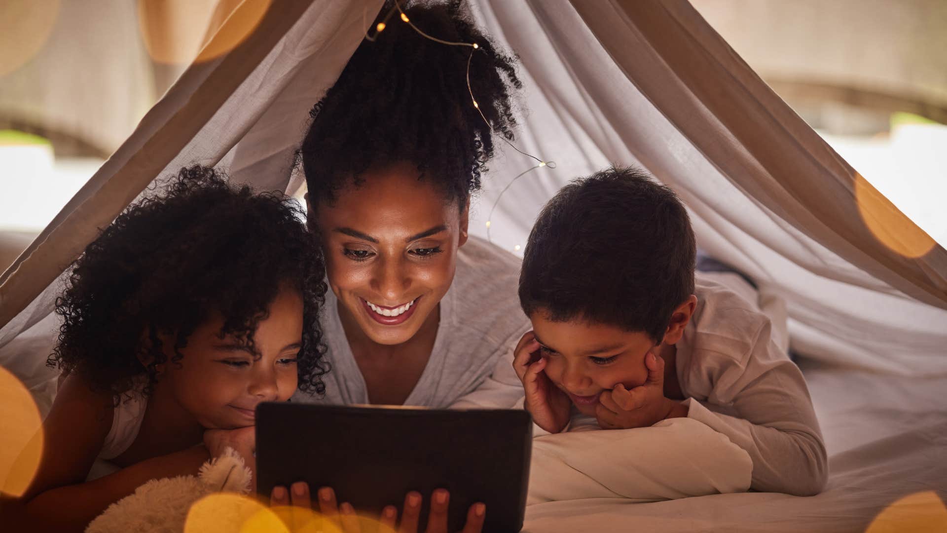 a mother has a movie night with her children like they do every week