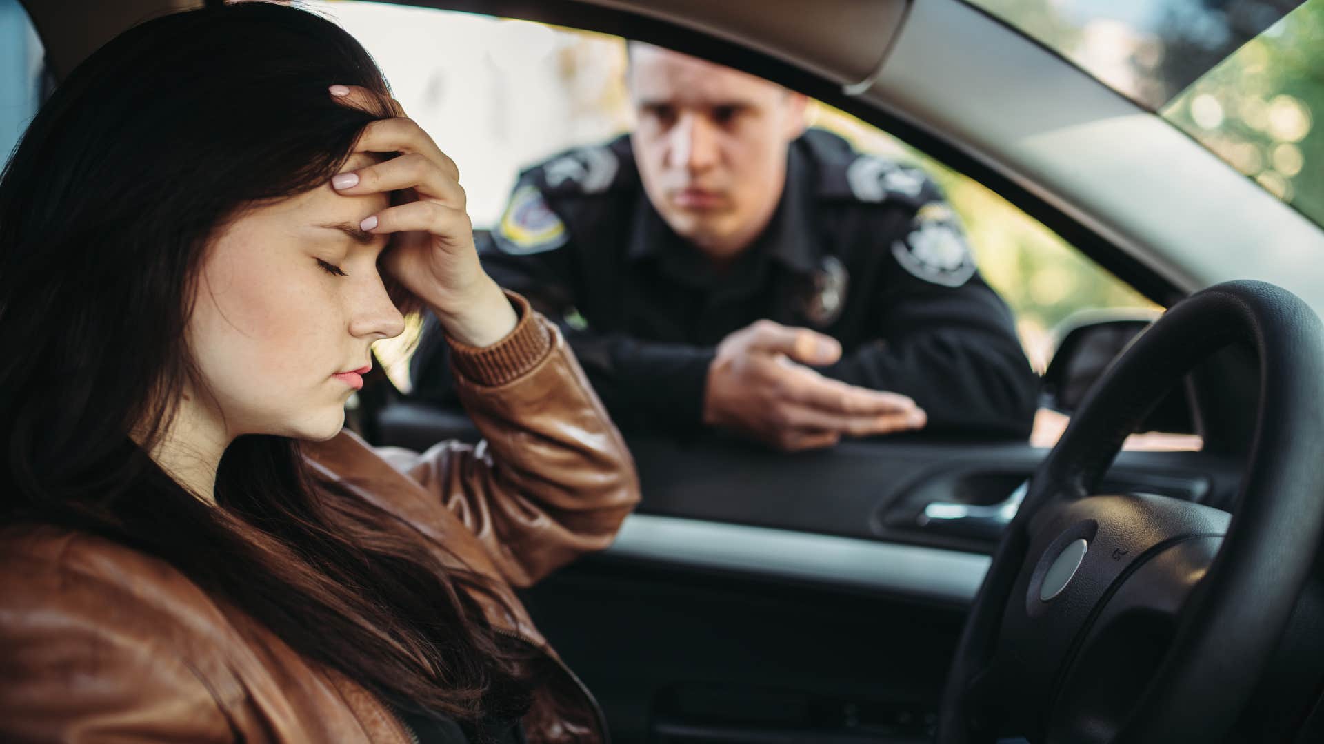 woman who got pulled over by police because she had alcohol in the car