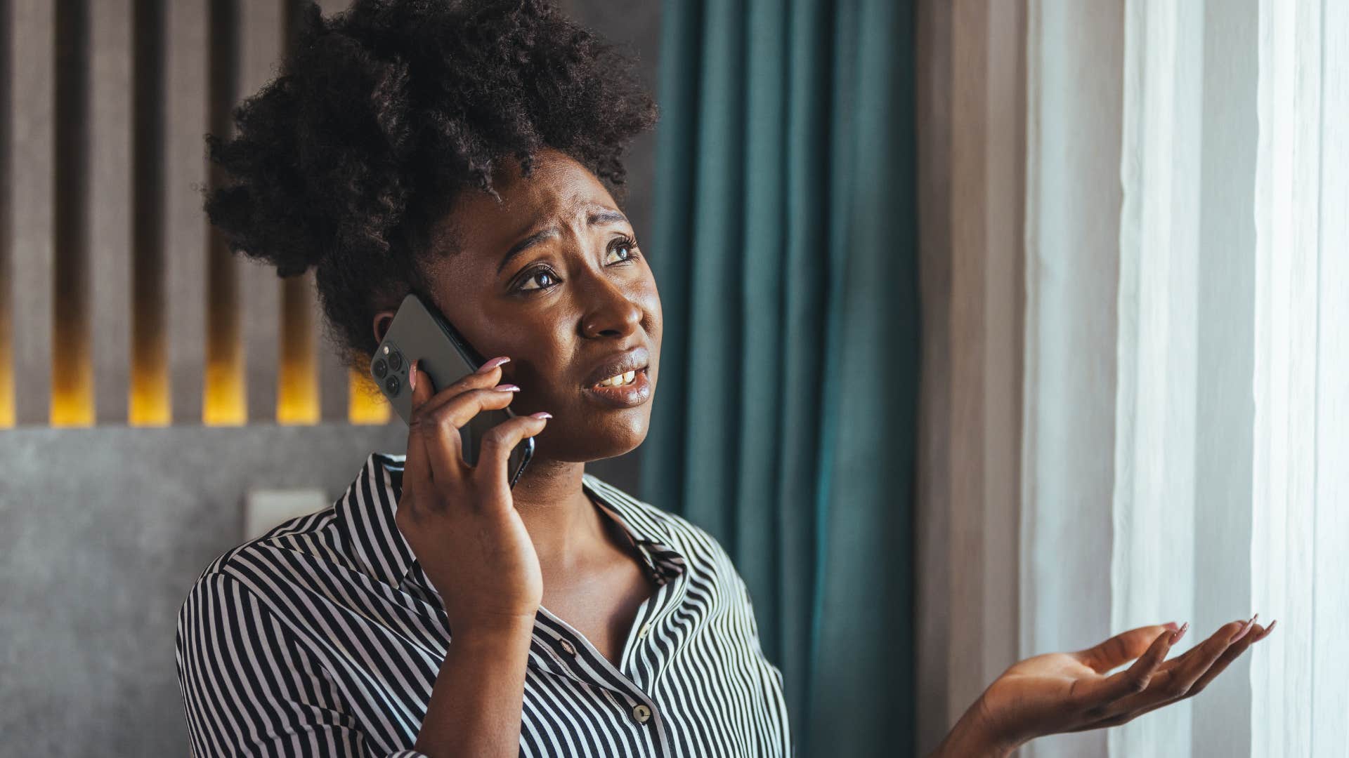 Woman who's constantly complaining talking on the phone.