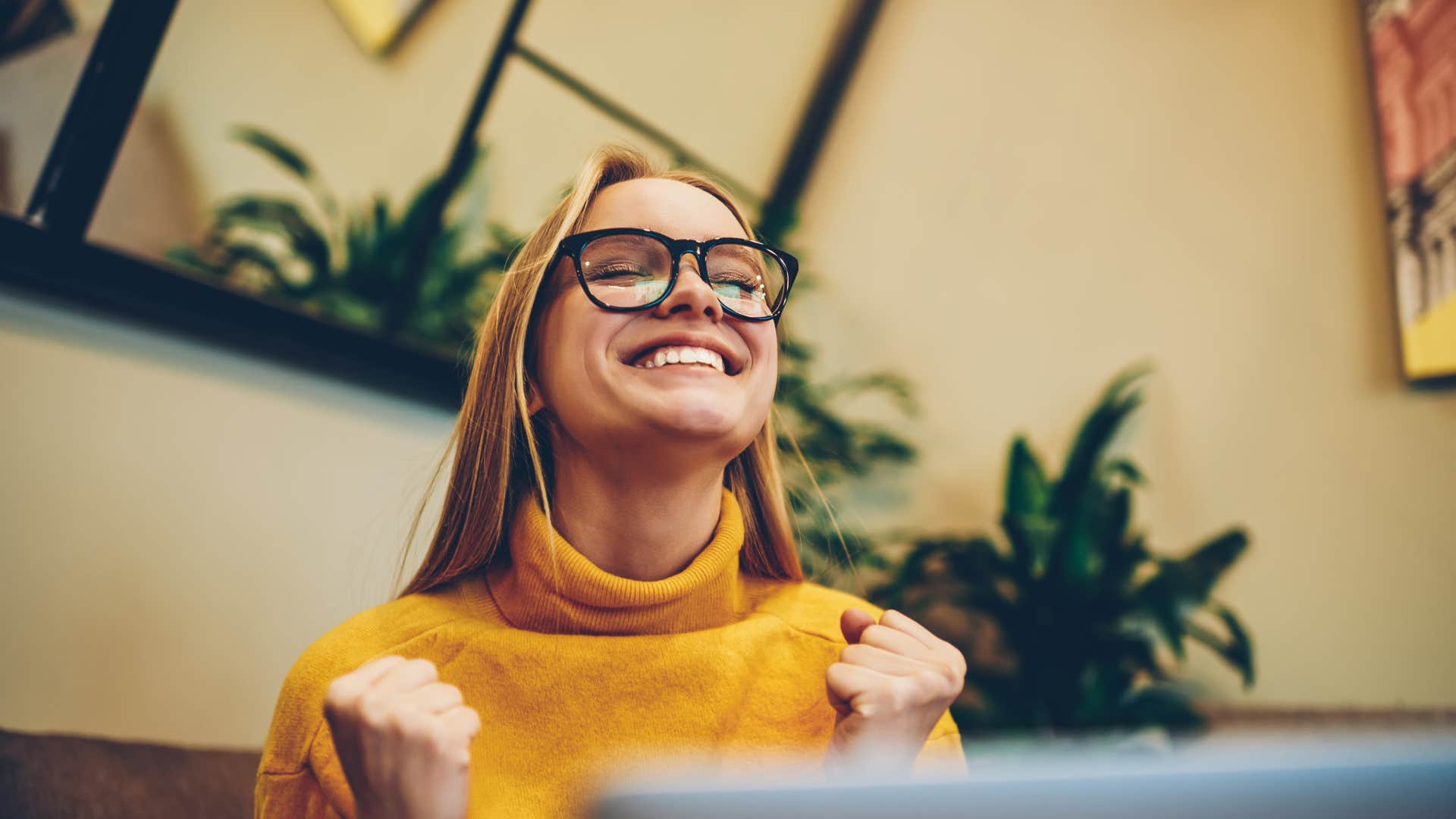 woman excited about passion project