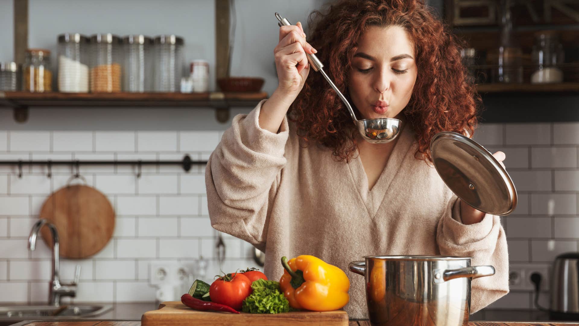 Woman enjoys slow cooking