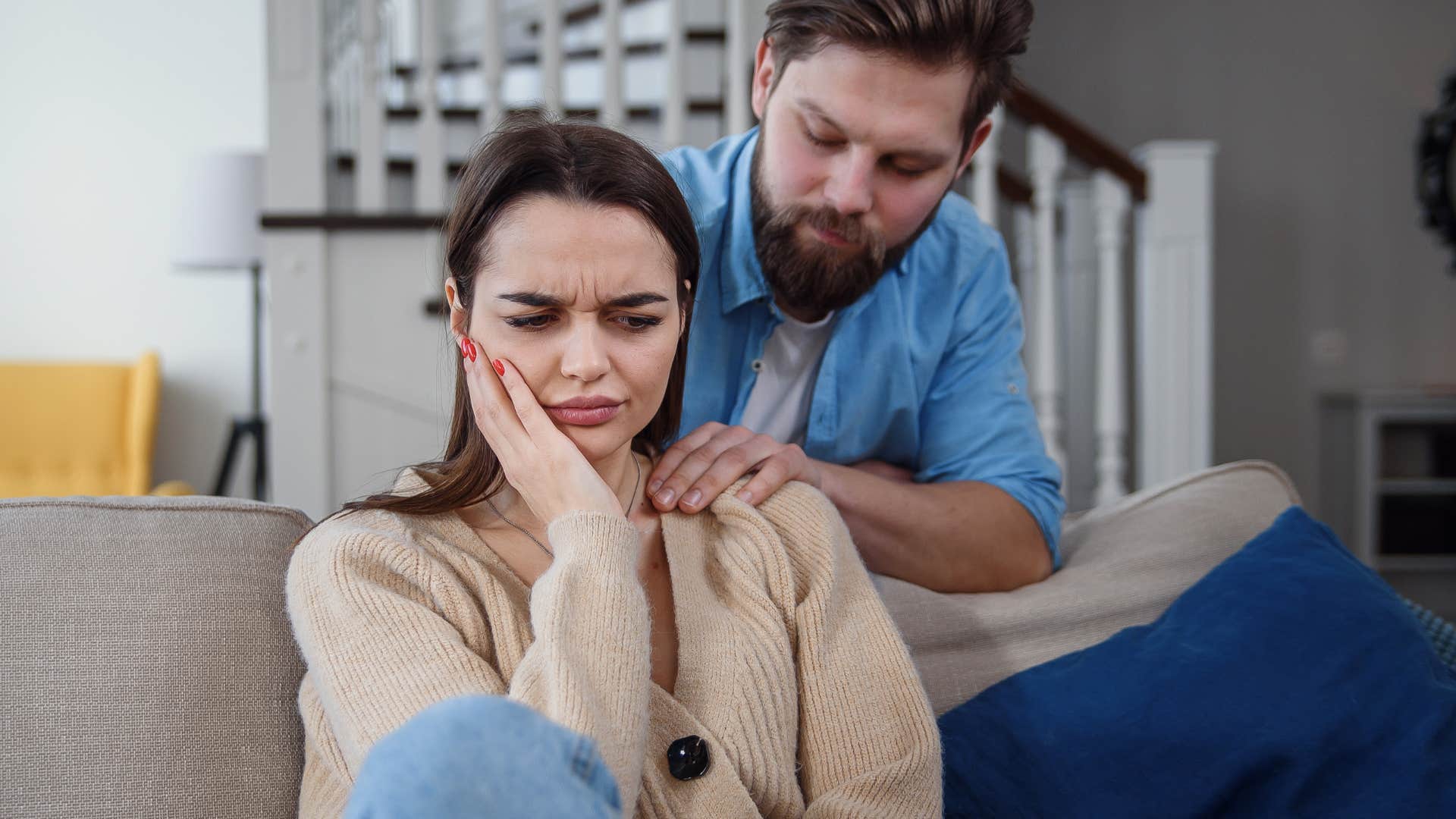 woman feeling pressured to over-explain by her husband