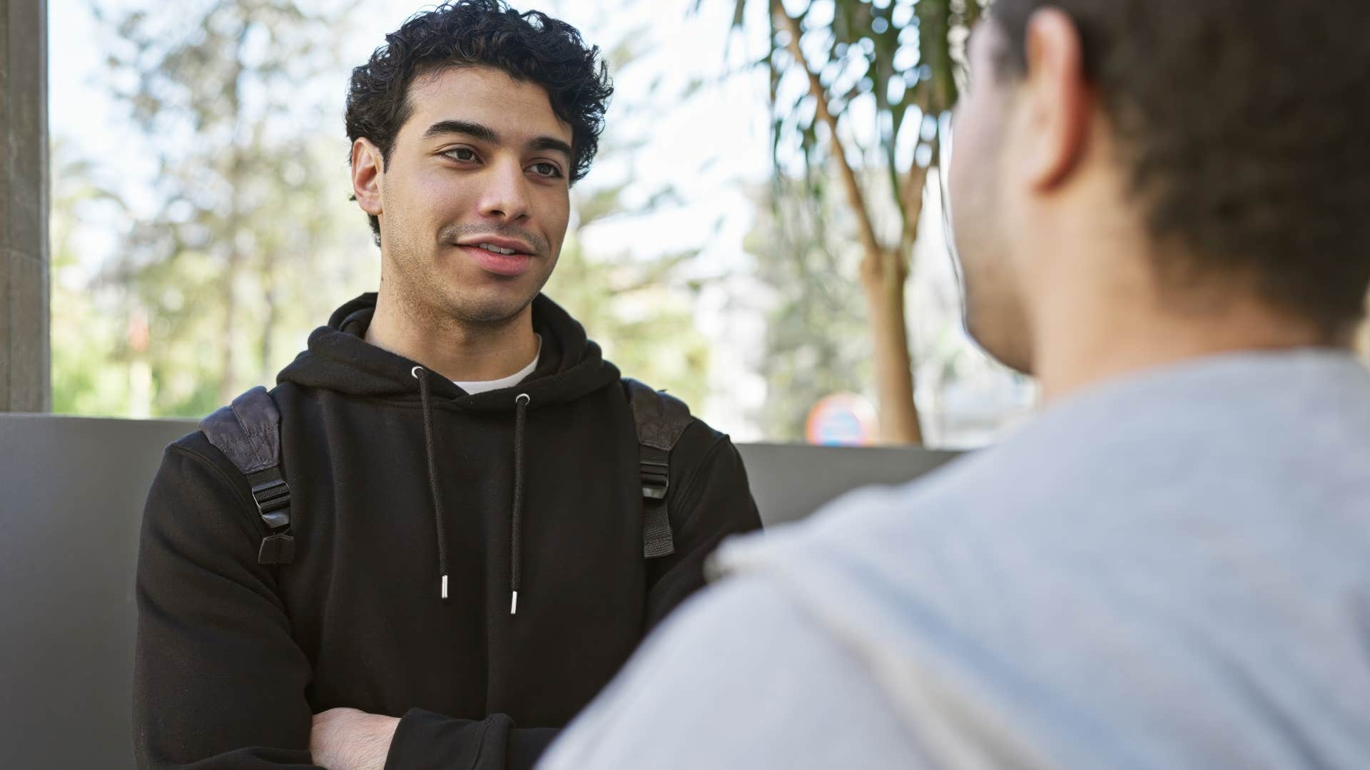 man using polished language while talking to a friend