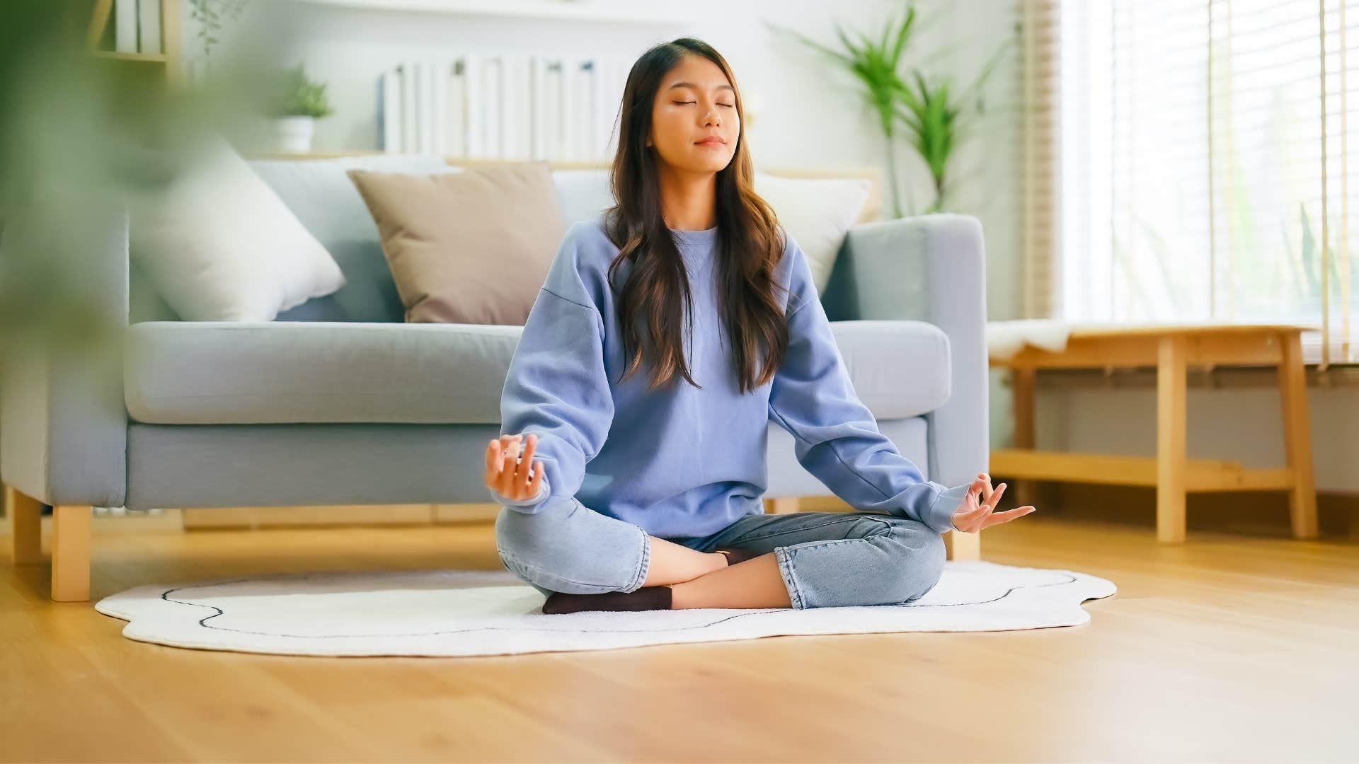 woman meditating in silence