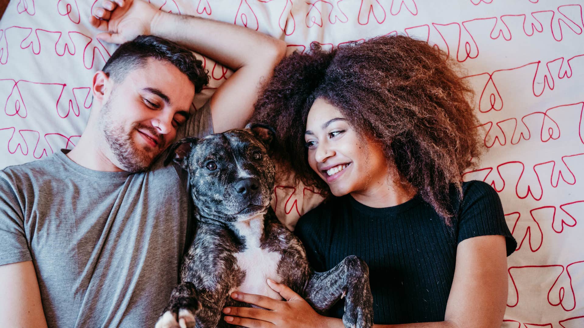 People share bed with pet for comfort