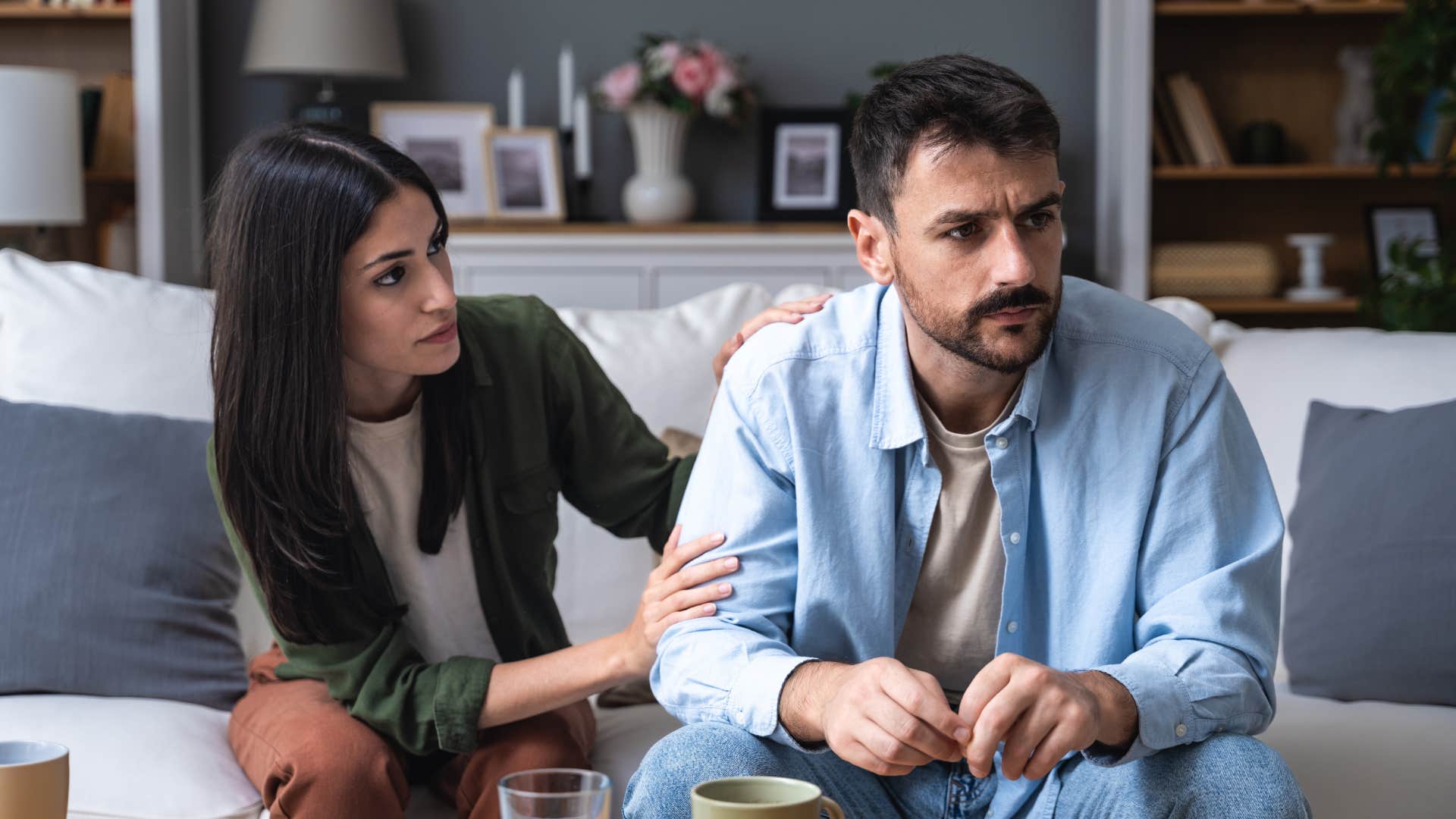 woman arguing with her spouse knowing men break easier