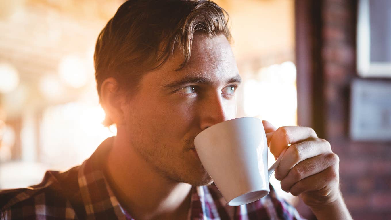 Ways Coffee Makes You Live Longer Man drinking coffee enjoying the benefit of living longer
