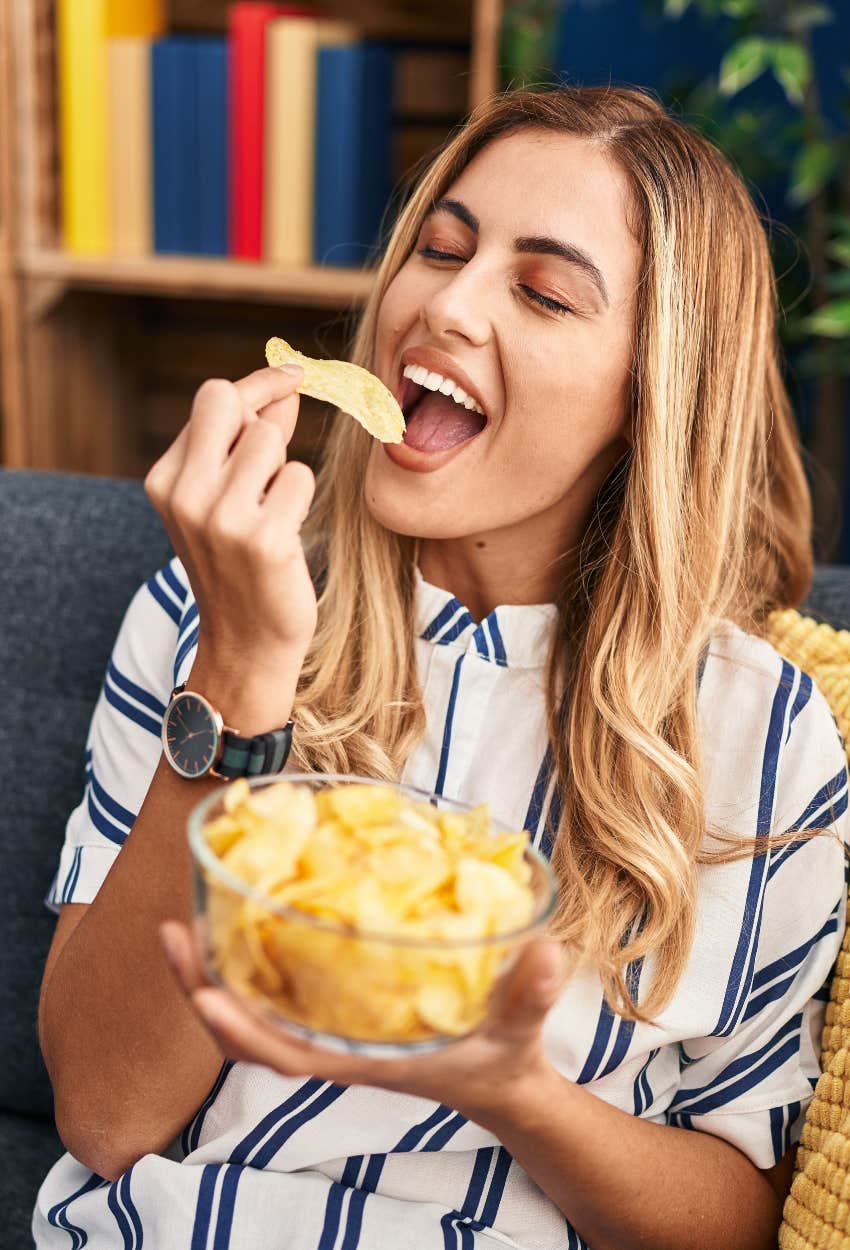 woman eating salty foods favorite flavor personality