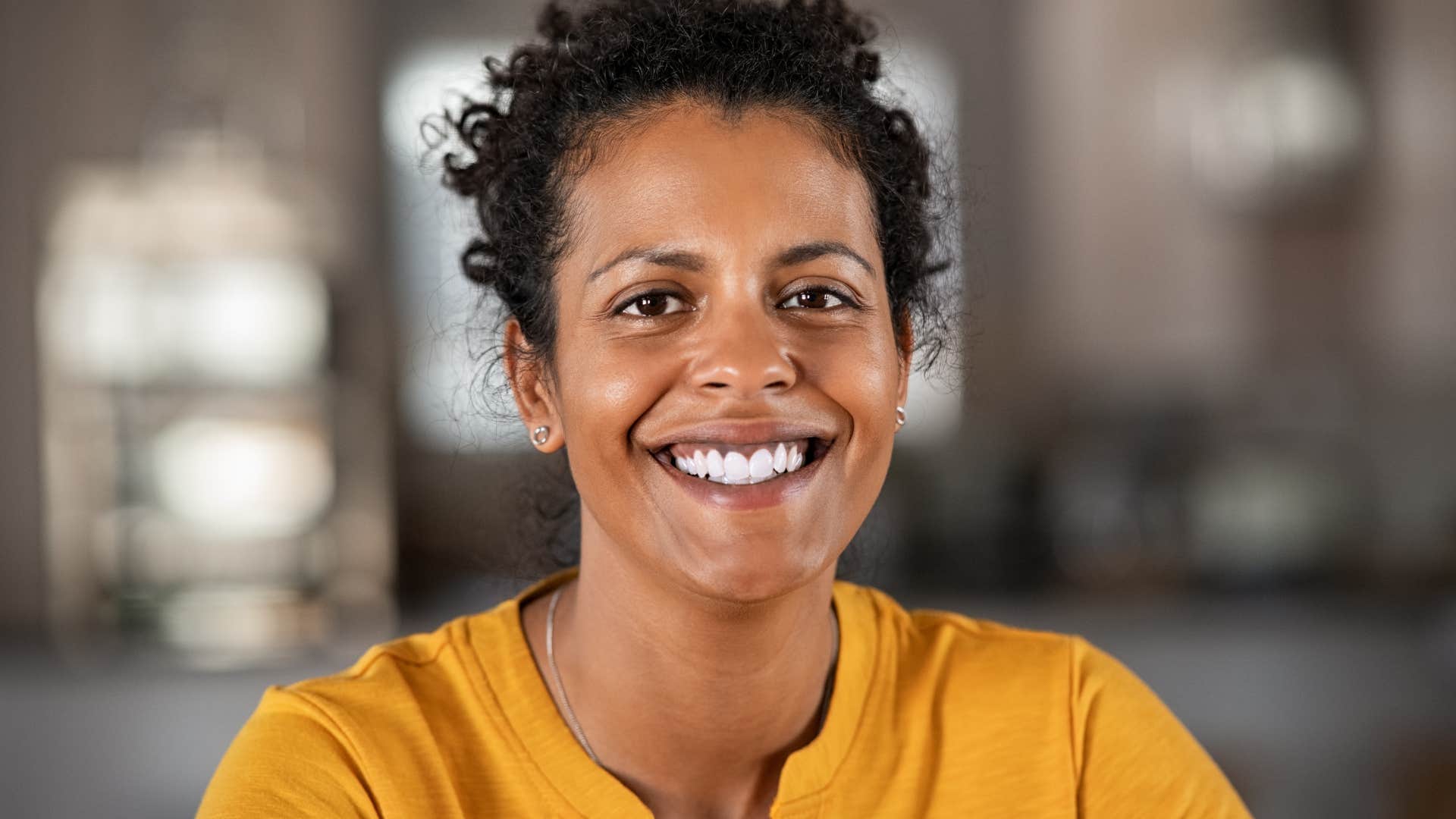 happy woman whose appearance doesn't define her identity
